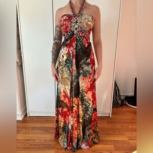 Multi media beaded evening dress